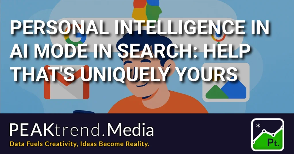 Illustration showing AI-powered personal intelligence integrating Gmail and Google Photos in search