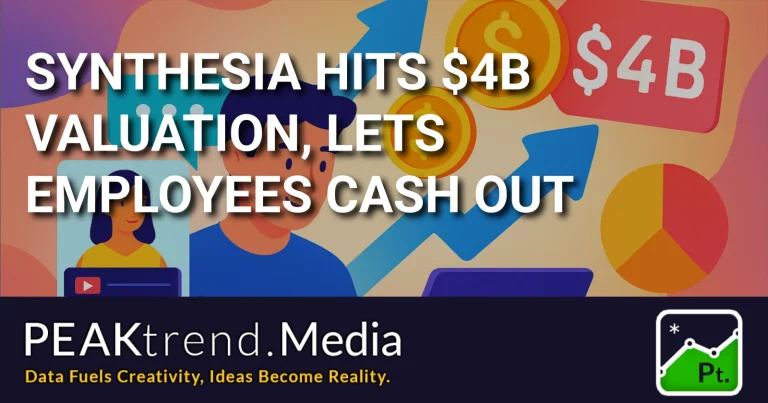 Illustrated image showing Synthesia's $4 billion valuation and cash out for employees