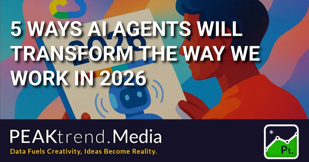 Illustration of a person reading a 2026 AI agents report with colorful background