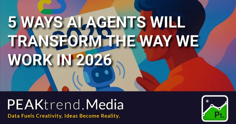 Illustration of a person reading a 2026 AI agents report with colorful background