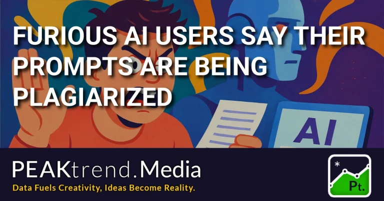 Angry user confronting AI over plagiarized prompts in a colorful illustration