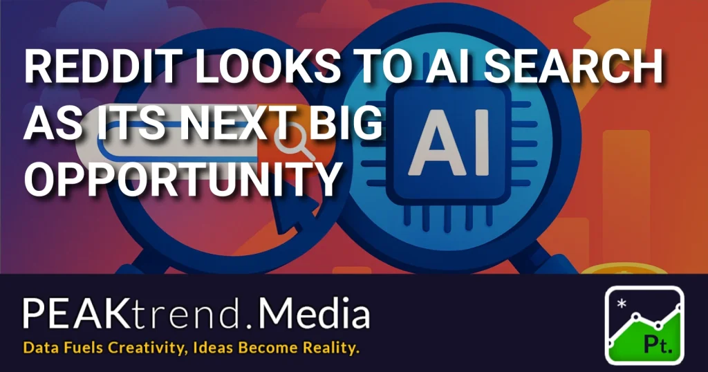 Illustration showing AI search concept with magnifying glass and AI chip
