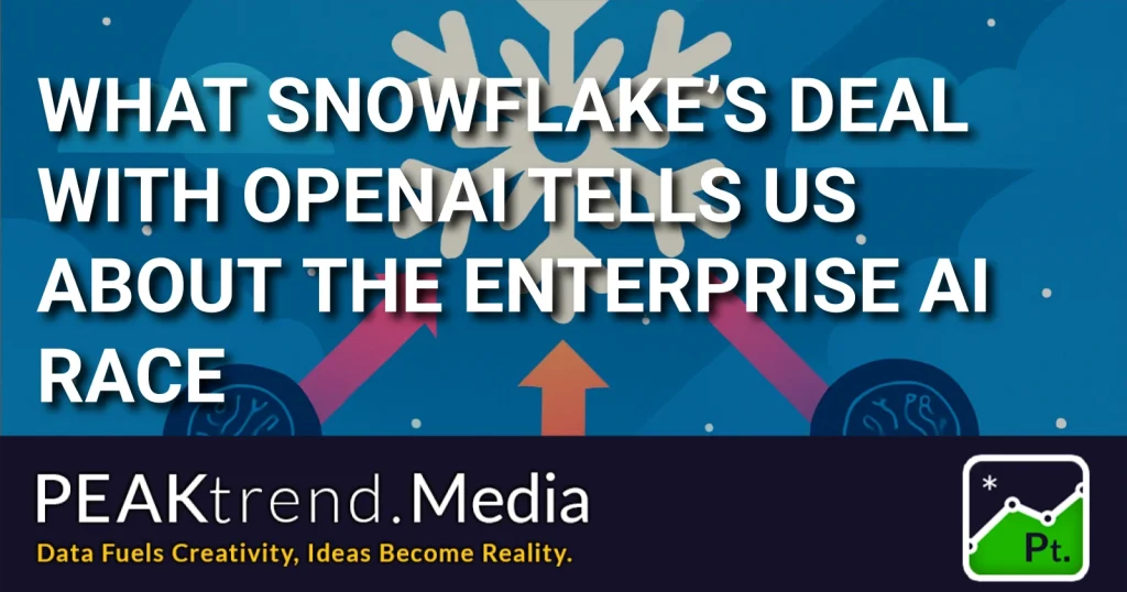 Snowflake and OpenAI enterprise AI partnership visual with arrows and snowflake graphic