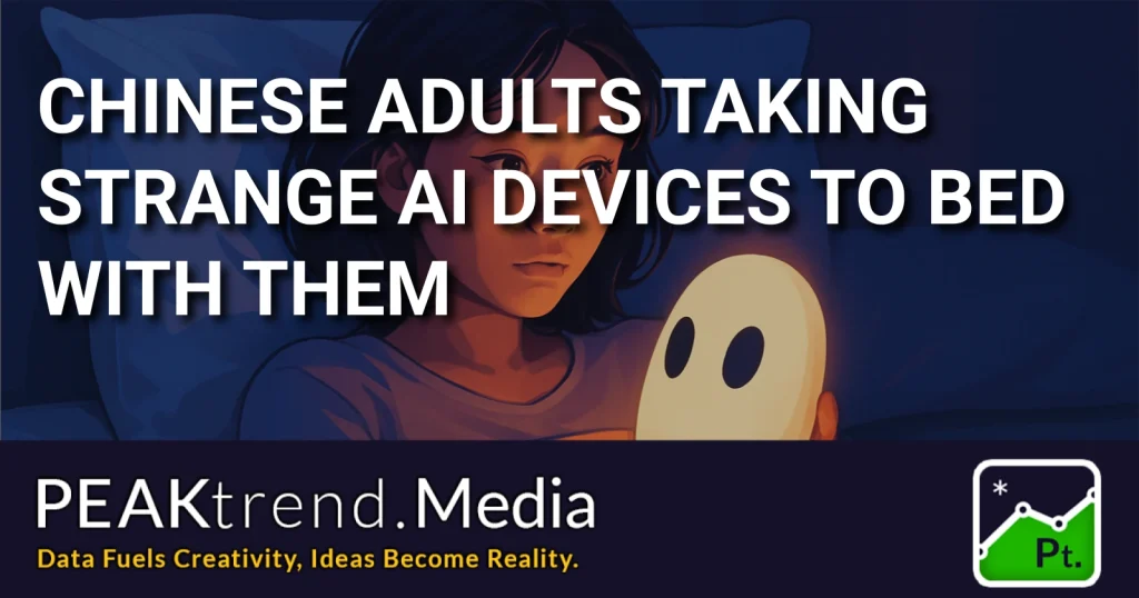 Illustration of a person lying in bed holding a glowing AI device with an emotive face