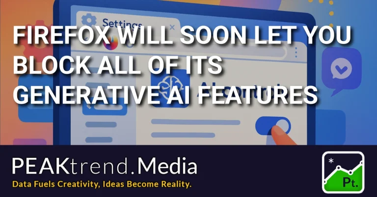 Browser settings screen showing toggle to block generative AI features in Firefox