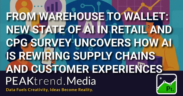 Illustration of AI's impact on retail and supply chains with data graphs and people