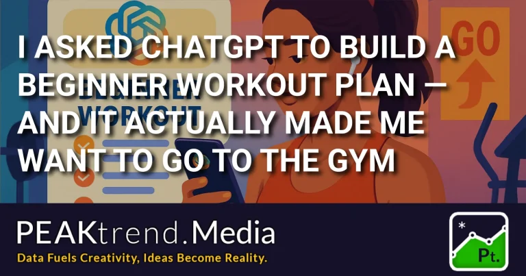 Illustration of a woman checking a beginner workout plan on her phone at the gym