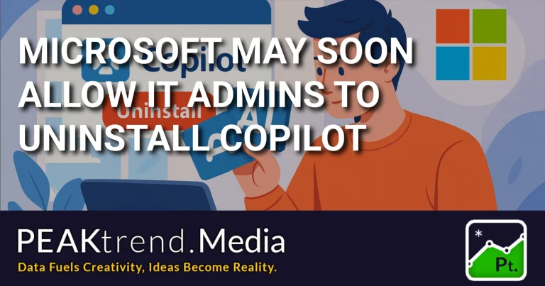 Illustration of IT admin uninstalling Microsoft Copilot with Microsoft logo