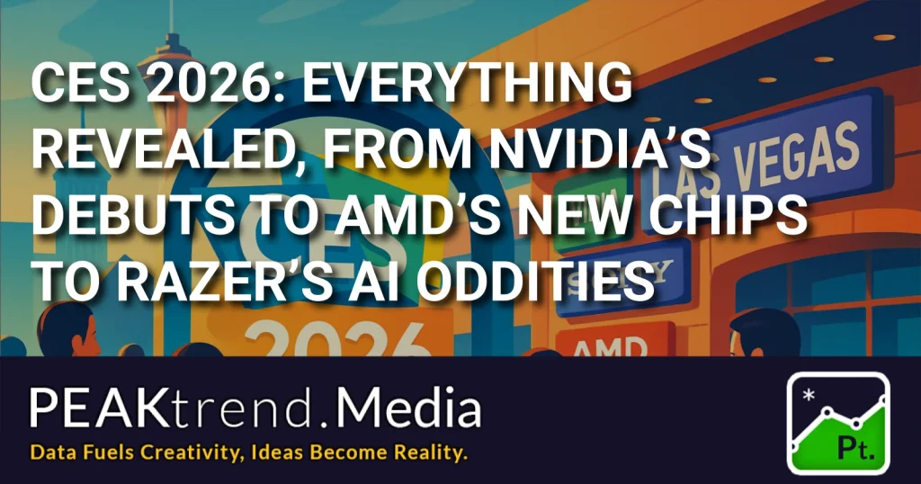 CES 2026 event banner with Nvidia, AMD, and Razer highlights in Las Vegas