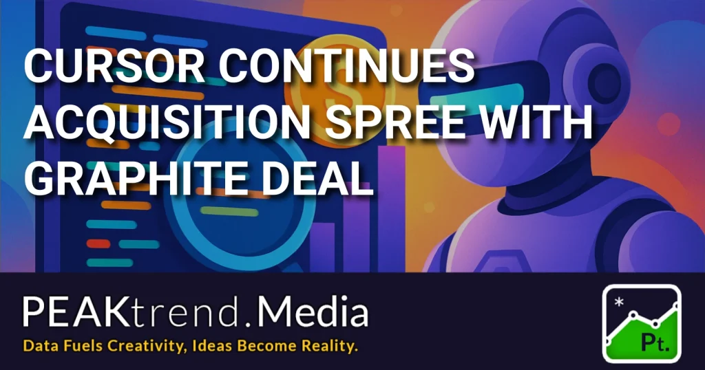 Illustration of AI robot and code with Cursor acquisition headline
