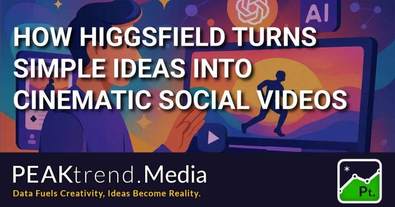 Illustration showing Higgsfield converting simple ideas into cinematic social videos with AI