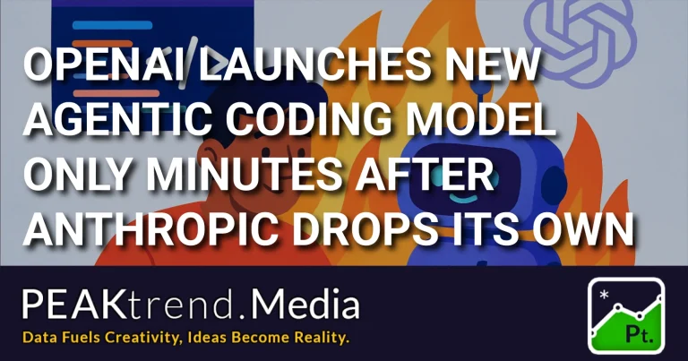 Illustration of OpenAI and Anthropics' agentic coding models with a coding robot and developer