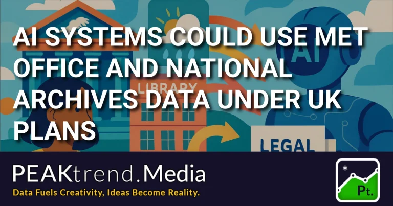 Illustration of AI system accessing UK Met Office, National Archives, and library data